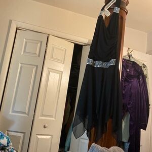 Halter top sexy dress black diamond trim great for prom flirty skirt beautiful
